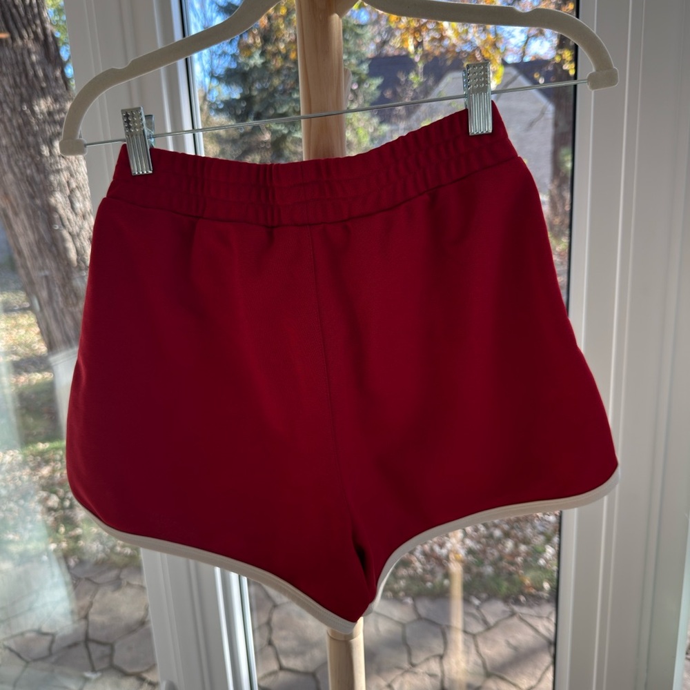 Sporty & Rich Mini Shorts Red Logo Athletic Lounge Size Medium - Picture 4 of 4